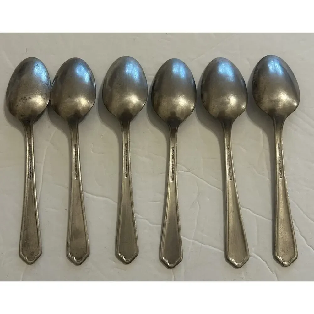 Antique Wallco Sectional A1+ Silver plate Carlton Set (6) Art Deco Dinner Spoons